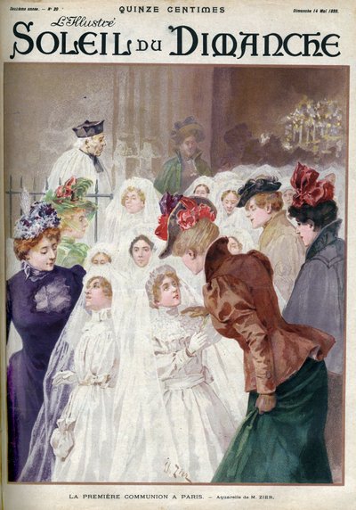 The First Communion in Paris. Engraving in Le sun-du-dimanche by Unknown artist