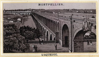 The Montpellier Aqueduct (Herault, Languedoc-Roussillon region). Chromolithography of the late 19th century by Unknown artist