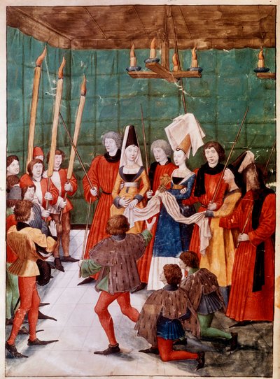 The Queen presents the prize to the winner of the Miniature Tournament from the manuscript 
