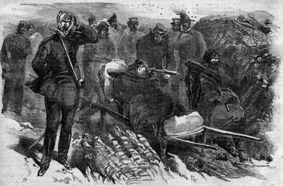 The capture of Magdala in Ethiopia on 13/04/1868: the troops of General Robert Cornelis (Cornelius) Napier (1810-1890) stormed the fortress of Abyssinia - Napier and his staff before Magdala in 1868 by Unknown artist