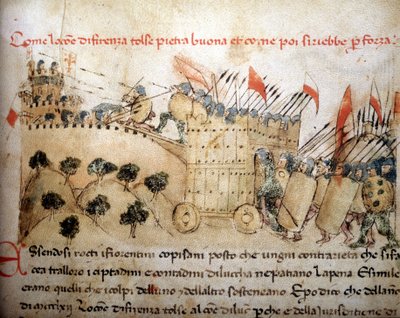 The city of Florence conquered Pietrabuona, which the inhabitants of Lucca later took over - in Croniche del Sercambi, around 1400. National Archive, Lucca by Unknown artist