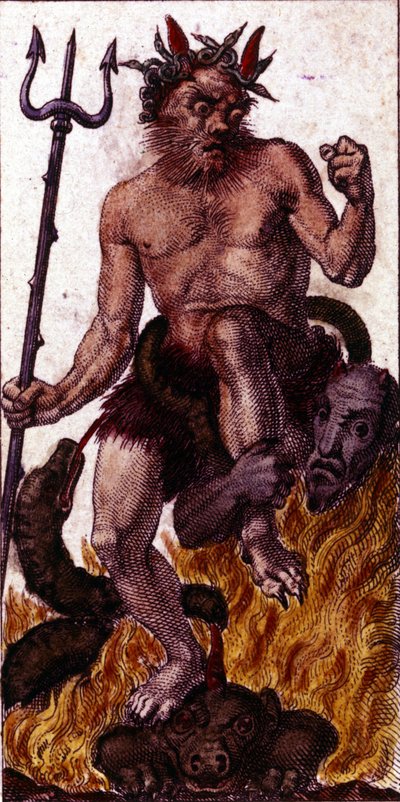 The Devil depicted on a tarot card from 1840. by Unknown artist