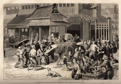 The Main Attraction is Made by the Prodigious Jumper Who Can Jump Through Hoops Mounted on Poles, Intersecting, Which Also Carries a Balanced Jug at Their Point of Intersection; or Cross a Long Cylinder of Bamboo Lattice Laying on Easel, Accompanied by So by Unknown artist