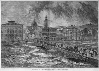 The overflow of the Arno in Florence in 1868. by Unknown artist