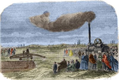 The steam drain invented by Albert Fry and John Fowler during a mechanical drainage operation near Versailles by Unknown artist