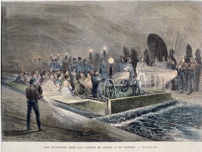 Transformations of Paris under the Second Empire, Haussmann Paris. An excursion in the sewers of Paris - engraving, late 19th century by Unknown artist