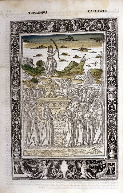 Triumph of the Chastity of Petrarch (Francesco Petrarca). Miniature. Bibl. Trivulziana, Milan. by Unknown artist