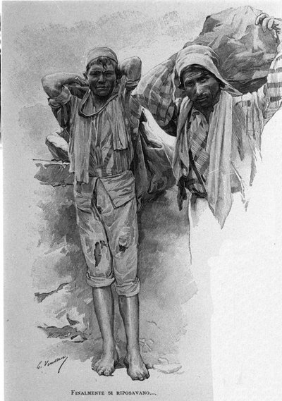 Two underage apprentices (Sicily, 19th century engraving) by Unknown artist