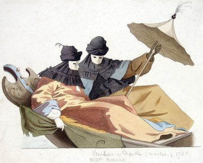 Venetians Masked on a Gondola by Unknown artist