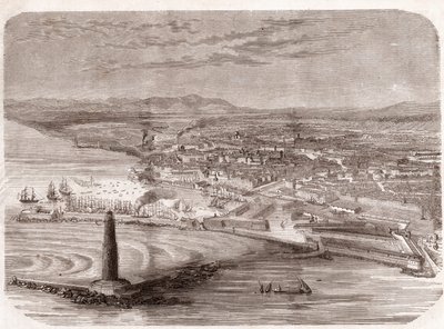 View of Livorno - engraving 1860 by Unknown artist