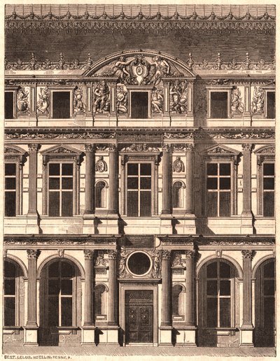 View of part of the front of the courtyard of the Louvre, Paris, France by Unknown