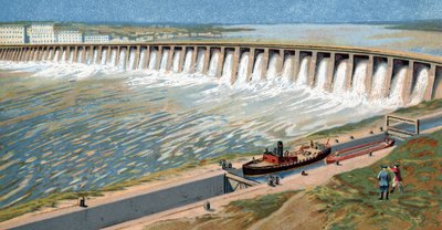 View of the Dnieper Hydroelectric Station, 1932 by Unknown Artist