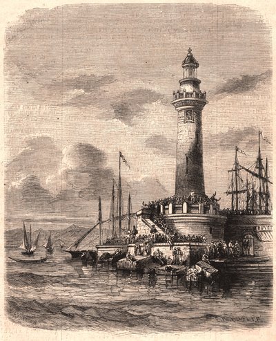 View of the Lighthouse of Point of Joliette in Marseille in the 19th century by Unknown