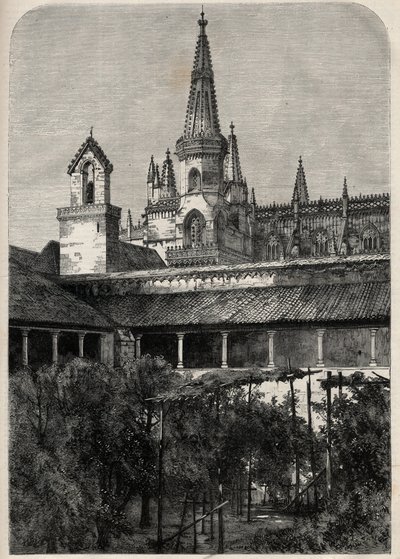 View of the Monastery of Bathala in Portugal. Engraving in 