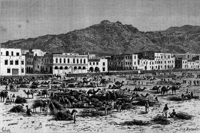 View of the march of Aden in Abyssinia. Engraving around 1880. by Unknown artist