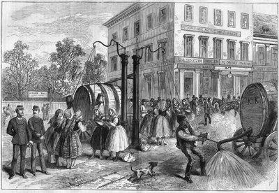 Watering system in the streets of Vienna, Austria in 1873 by Unknown artist