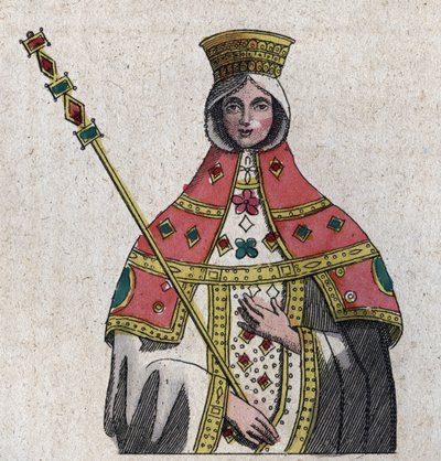 Portrait of Eudokia (or Eudocia) Ingerina (Eudocia Ingerina) (c. 840 - c. 882) wife of the Byzantine emperor Basil I - engraving from 