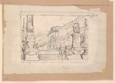 Curtain Design, Soldiers at a Flight of Steps by Unknown artistUnknown artist