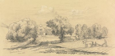 A Farm with Farmer and His Horse and Plow in the Foreground by Unknown artist