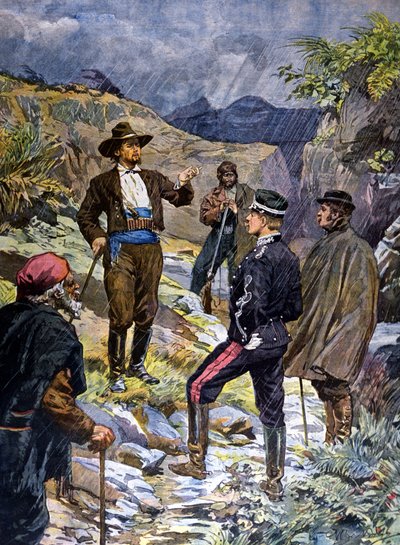 A Gendarme Taken to Task by a Brigand from Sardinia. 1899 by Unknown artist