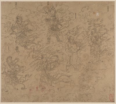 Album of Daoist and Buddhist Themes: Procession of Daoist Deities: Leaf 19 by Unknown artist