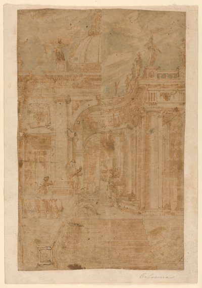 Alternate Views of a Domed Building with Portico by Unknown artist