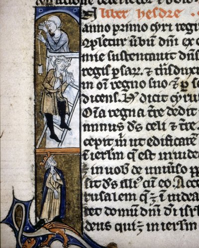 An illumination depicting a construction scene in the 14th century. by Unknown artist