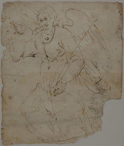 Annunciate Angel (recto); Sketches of Seated Figure, and Upper Portion and Right Hand of Annunciate Angel (verso) by Unknown artist