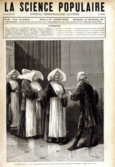 Antoine Augustin Parmentier, pharmacist known for spreading potato cultivation in France, speaking to nuns by Unknown artist