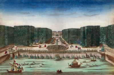 Aquae Lapsus in Hortis Versalicis - Optical view representing the waterfalls of Versailles in the 18th century - Illustration around 1760 by Unknown artist