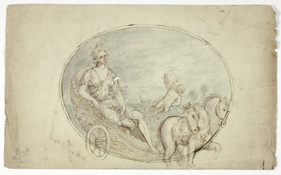 Aurora in Her Chariot (recto); Three Male Portrait Busts (verso) by Unknown artist