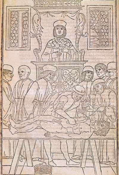 Autopsy. The body of a dead man dissected by doctors for an anatomy study (Fascicula Medicinae) by Unknown artist