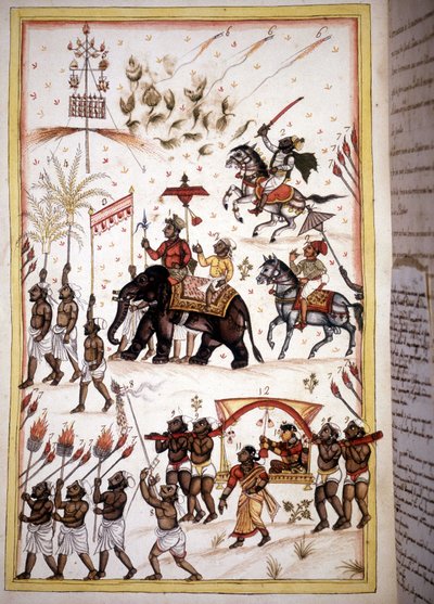 Bridal procession of high social class spouses - Page from the manuscript 