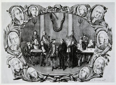 Café Procope in Paris in the 18th Century with Buffon, Gilbert, Diderot, D