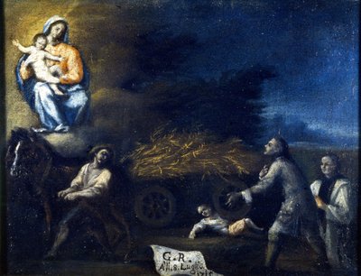 Child crushed by a plough. Ex voto of 1715 from the sanctuary of Santa Valeria a Seregno (Milan) by Unknown artist