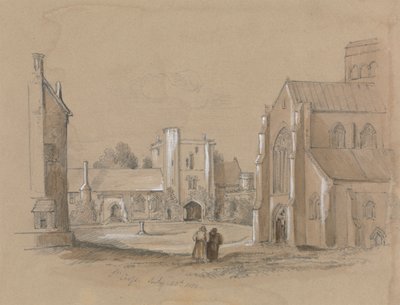 Churchyard with Two Figures in the Foreground by Unknown artist