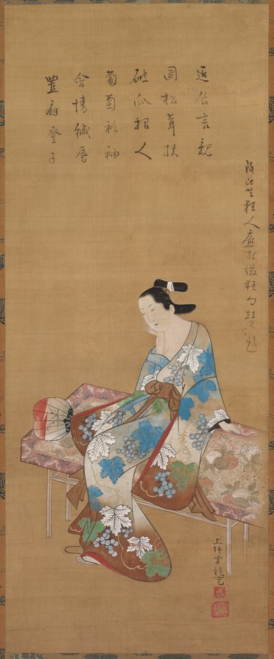 Courtesan Seated on a Bench Enjoying the Evening Cool in Summer by Unknown artist