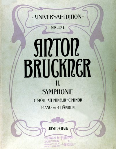 Cover of the Score for the Second C Minor Symphony by Anton Bruckner by Unknown artist