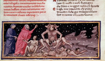 Dante and Virgil Meet Ciacco and Cerbere with the Gluttonous (Song 9 from Hell, in the Divine Comedy) by Unknown artist