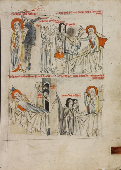 Demons Flagellating Saint Hedwig and Saint Hedwig Requesting Extreme Unction; Saint Hedwig Demanding Penitence of Two Nuns Who Entered Her Sick Room by Unknown artist