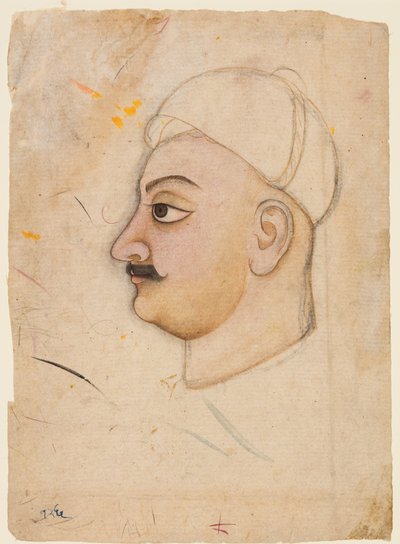 Drawing of a Man’s Head with an Unusual Turban by Unknown artist