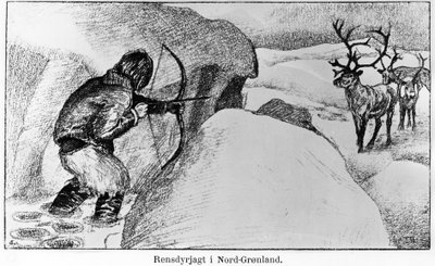 Eskimo Hunting Game with a Bow - Ervin Astrup, North Blandt Polens Naboer Kistriana by Unknown artist