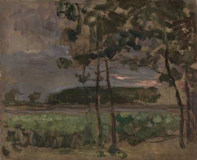 Field with Young Trees in the Foreground by Unknown artist