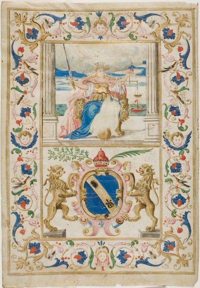 Figure of Justice and Shield with Lions Rampant by Unknown artist