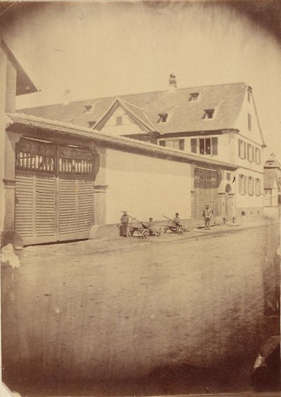 Figures with Carts Along Road by Unknown artist