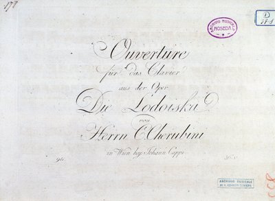 First page of musical score of ouverture for pianoforte from the 