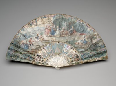 Folding fan with a pastoral scene, c.1740s-50s by Unknown artist
