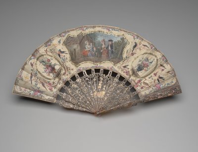 Folding fan with a scene of a visit to the wetnurse, c.1780 by Unknown artist