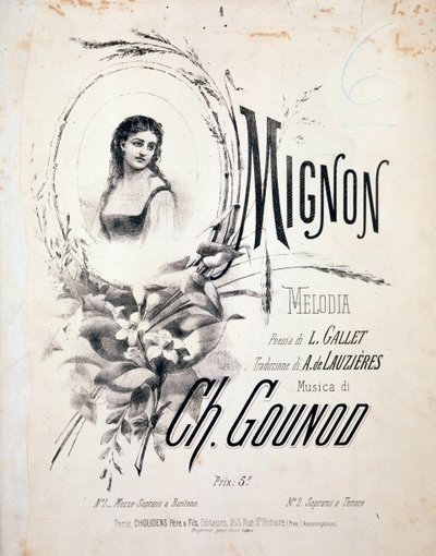 Frontispiece of Mignon, Melody by Charles Gounod by Unknown artist