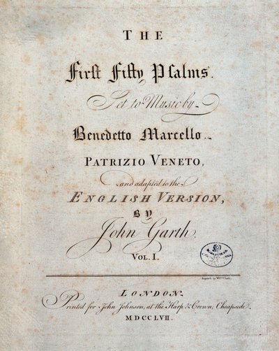 Frontispiece of the Fifty First Psalms by Benedetto Marcello by Unknown artist